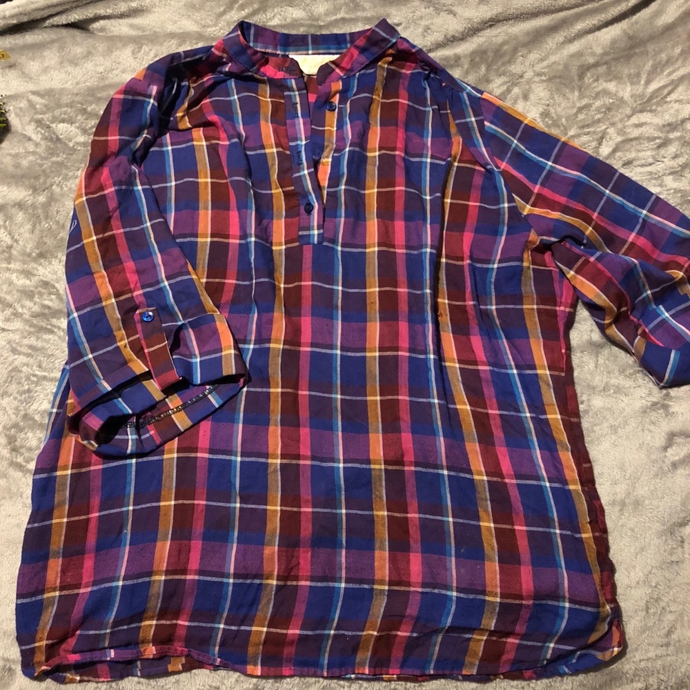 Plaid 1/4 button up shirt